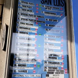 Tacos San Luis Menu 4-29-2019