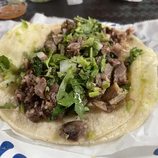 Lengua taco. I'll pass next time. 1/14/23.