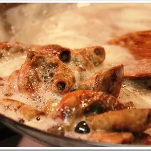 a frying pan of food