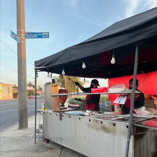 a street vendor selling food