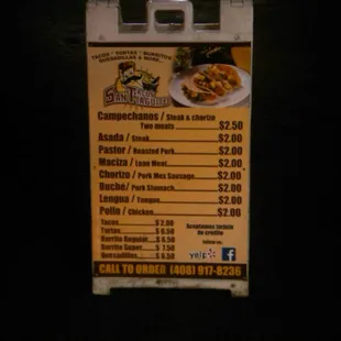 a menu for a mexican restaurant