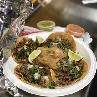 Tacos (Carne Asada and Chorizo).