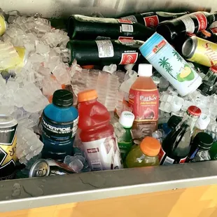 a cooler full of drinks