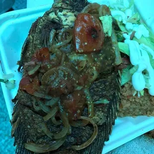 a plate of food on a table