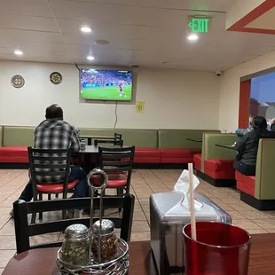 The dining room with  big screen TV