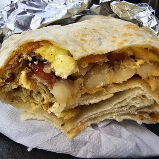 A 1/2 egg breakfast burrito. Driest ever, and tastes like ingredients were sitting around for days.