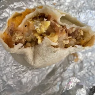 Bean and cheese breakfast burrito