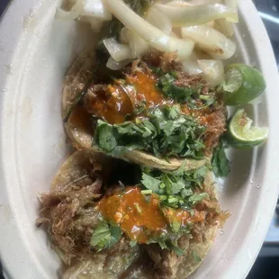 Carnitas Tacos are overall good, meat and ingredients smell and taste fresh.meat well done. It got the job done !