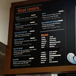Menu as of 4/2023