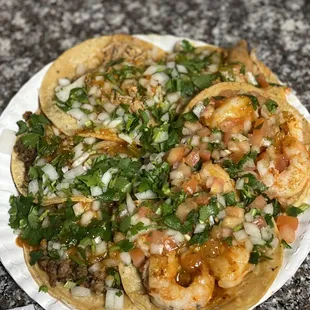 The trifecta..chicken, steak and shrimp