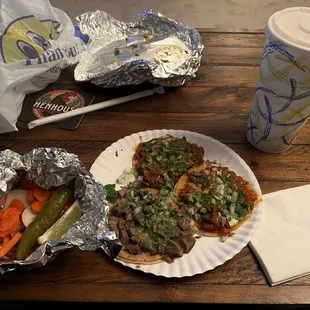 2 al pastor 1 lengua taco. Horchata - large