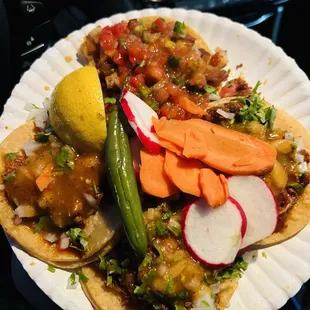 Al pastor and carne asada tacos