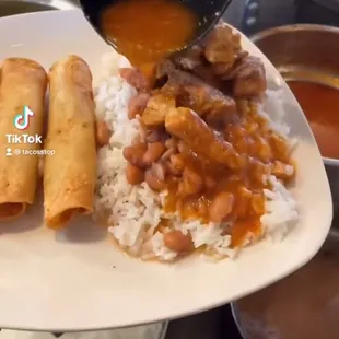 a plate of food being served