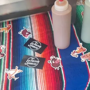 Tacos suave provided free stickers for the kids to match with the party theme.