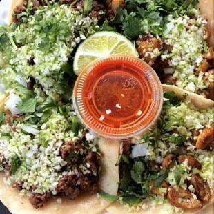 Asada (left) and chicken/pollo.