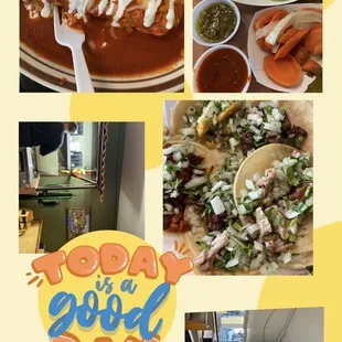 a variety of taco dishes