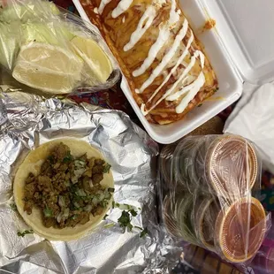 Pollo Asada taco, wet Carne Asada burrito, not shown moms Carne Asada Taco. Yummmmm!!!!! 09/27/20