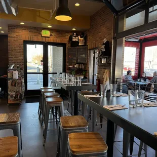 tables and chairs in a restaurant