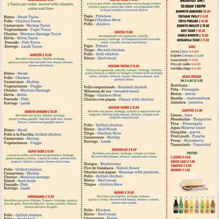 sushi and sashimi, menu