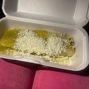 Chicken Tamale hella good just too much salsa verde