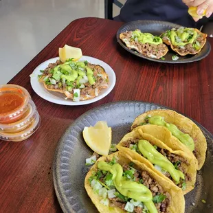 a plate of tacos on a table