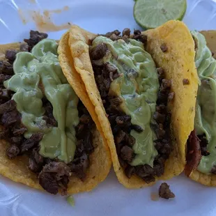 2 asada and 1 Al pastor