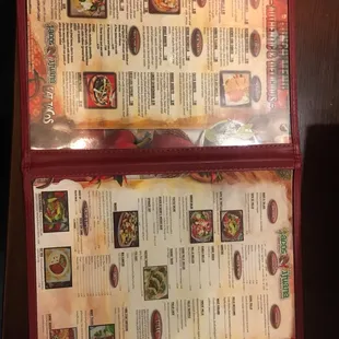 the inside of the menu