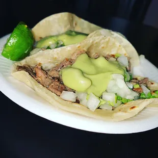 Flour tortilla with carne asada