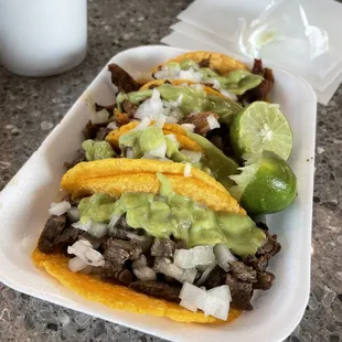 Carne asada and adobada tacos