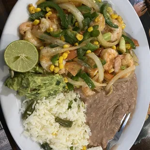 Mexican Style Shrimp with rice and beans