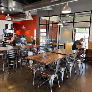 tables and chairs in a restaurant