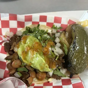 Carne asada taco all toppings