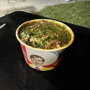 a bowl of soup on a table