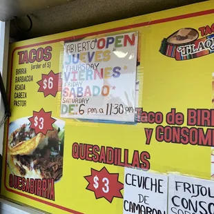 Prices and opening times!