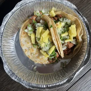 Al pastor tacos (minus one - I forgot to take a picture before I started eating)