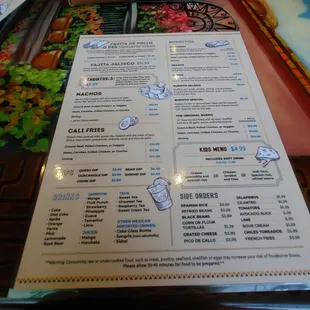 menu