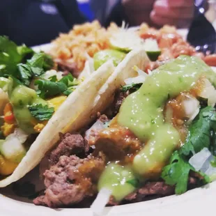 Create your own master piece at our Taco toppings Bar .