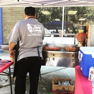 a man preparing food