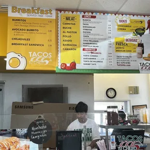 Front of restaurant is inside the gas station on the left. Menu