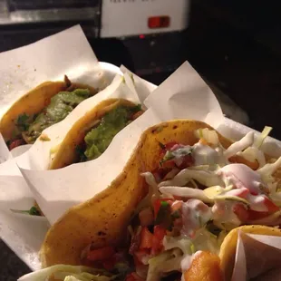 Tacos al pastor and  TJ fish taco