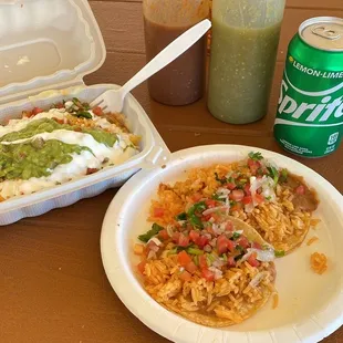 Veggie tacos and nachos