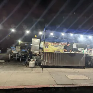 a food stand at night