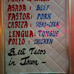 a menu for a mexican restaurant