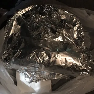 a person wrapped in tin foil