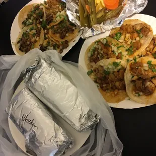 Chicken and Asado Tacos and Burritos.