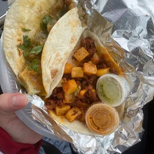 Love the chorizo , the salsas are ok