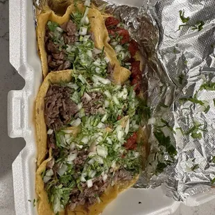 Bistec and trompo tacos
