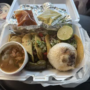 6 mini tacos mixed. I was surprised with all the extras.