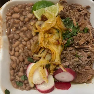 Combo with birria (tender!): includes rice under the grilled onions, beans. (didn't get tortillas) $12.    4.5*
