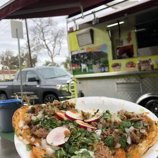 2 Barbaco taco and 2 birria -- estilo enchilado (crispy saucy and flavorful tortilla)